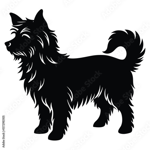 Fluffy Dog vector silhouette Single collection 