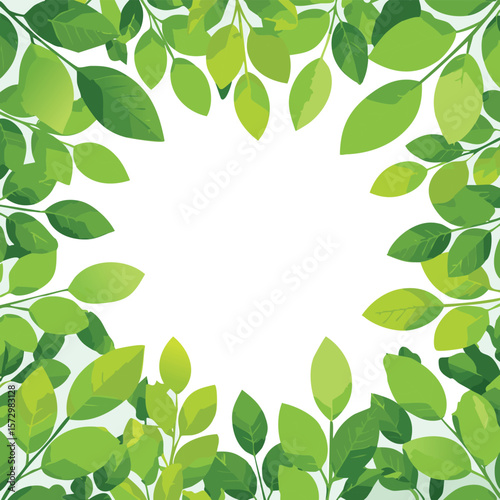 frame of green leaves, fresh hedge lush plants forming a frame with empty space for text. transparent white background. cutout.border, decor, floral, eco, spring, tree, space, hedge, beauty,