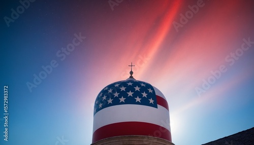 stars and stripes on blue sky
