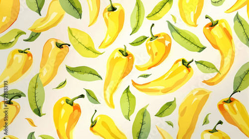 Watercolor pattern red pepper on white background vector