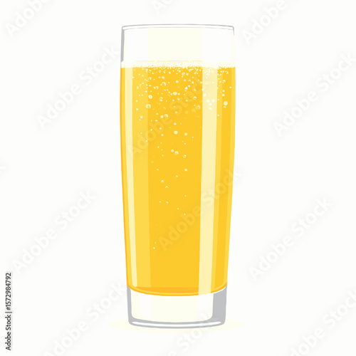 Pixelated Glass of Fizzy Yellow Soda Beverage on White Background with Digital Texture