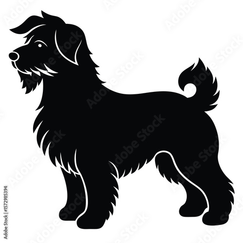 Fluffy Dog vector silhouette Single collection 