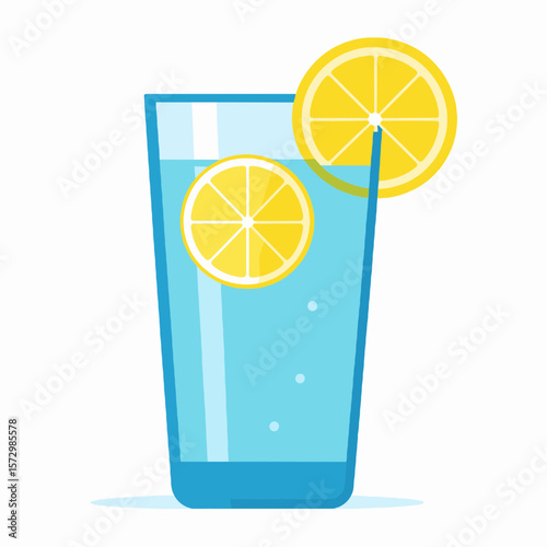 Refreshing Glass of Water with Lemon Slices Transparent Cold Drink in Clean White Background