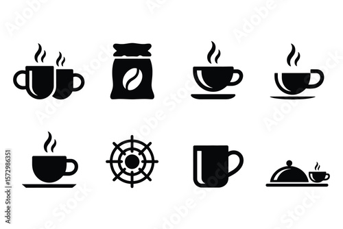 Coffee cup and food icons cups steam