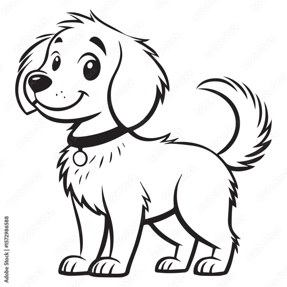 Fototapeta premium Cute Dog Vector illustration line art Drawing black and white