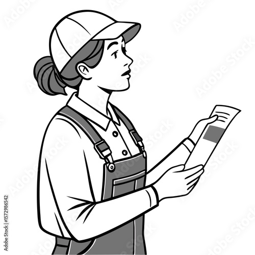 Female Factory Worker Holding Product Sample - Clean Vector Illustration. Perfect for: Labor Day, Manufacturing Day
