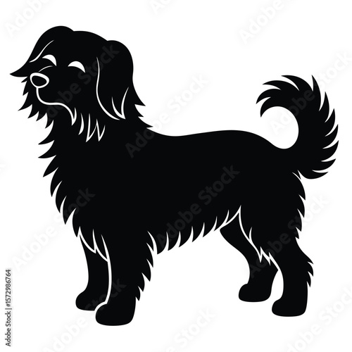 Fluffy Dog vector silhouette Single collection 