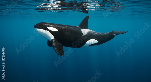 Ocean's Majesty: A Killer Whale's Graceful Swim