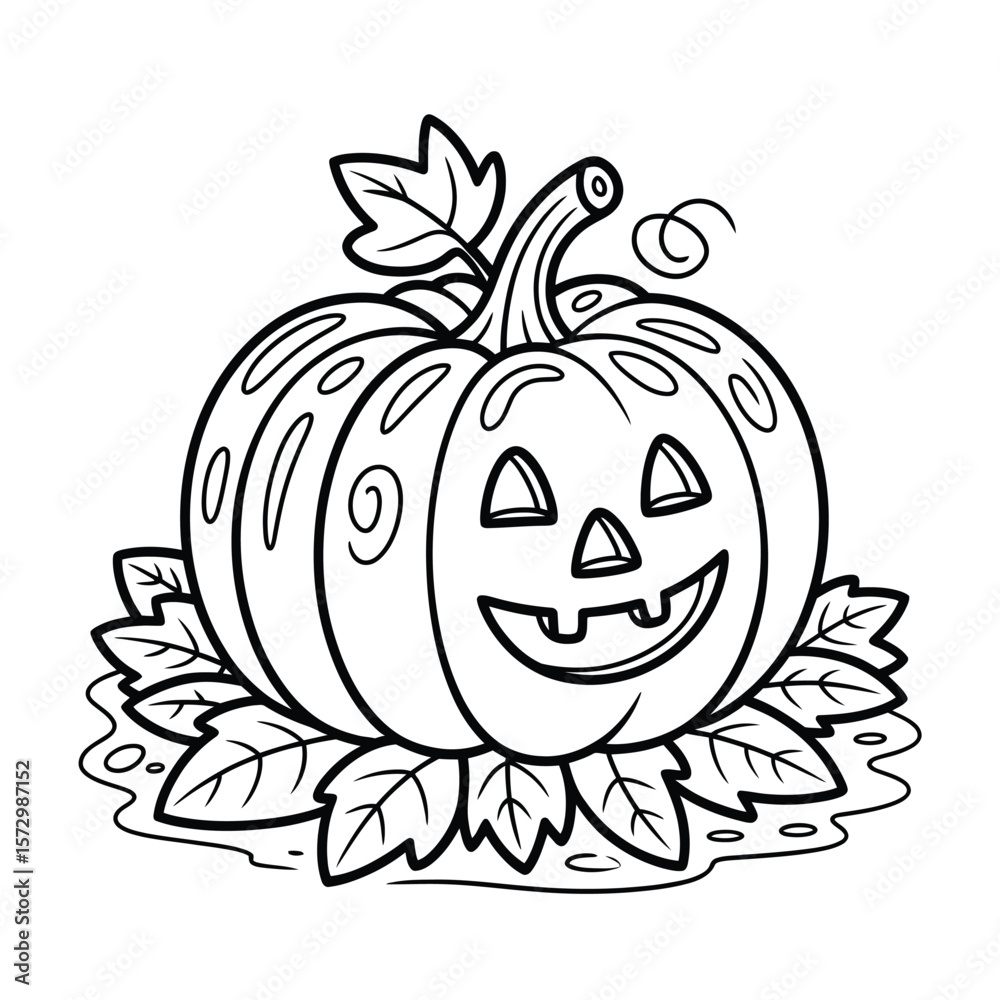 Fototapeta premium A straightforward line drawing of a pumpkin in black and white