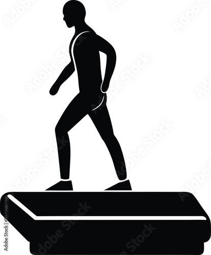 Aerobic Stepper Silhouette Vector Art Illustration