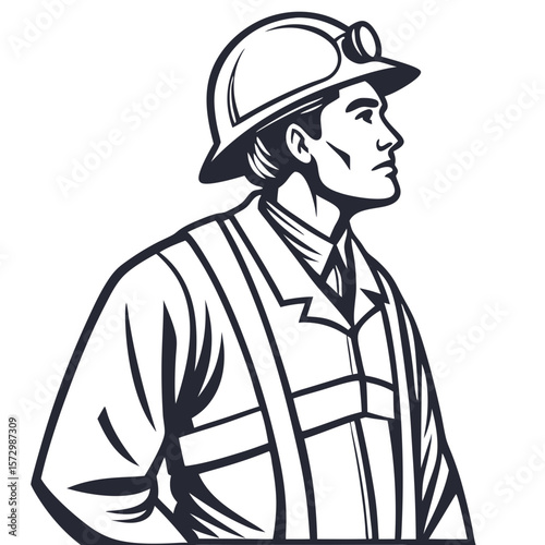 Male Oil Field Worker in Safety Gear and Helmet - Vector Illustration. Perfect for: Labor Day, Oil Industry Awareness Week