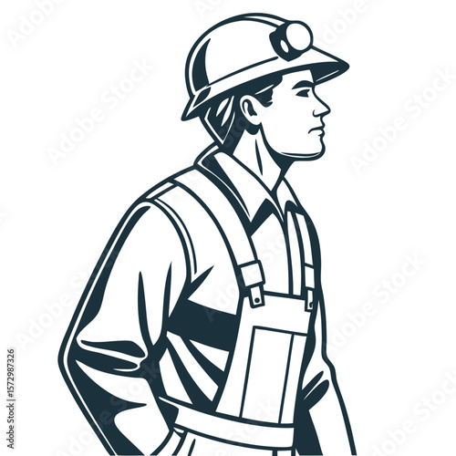 Male Oil Field Worker in Safety Gear and Helmet - Vector Illustration. Perfect for: Labor Day, Oil Industry Awareness Week