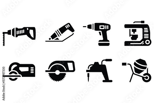 Construction tools collection drill mixer