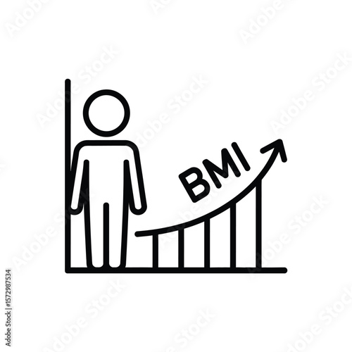 Icon of a person with a rising bmi graph indicating weight gain or health concerns