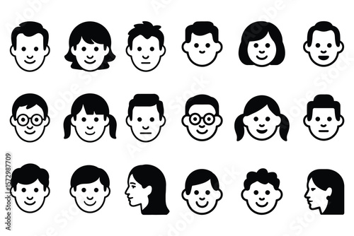 Diverse faces icons people male