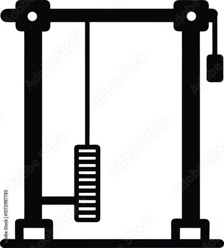 Cable Triceps Pushdown Machine Silhouette Vector Art Illustration