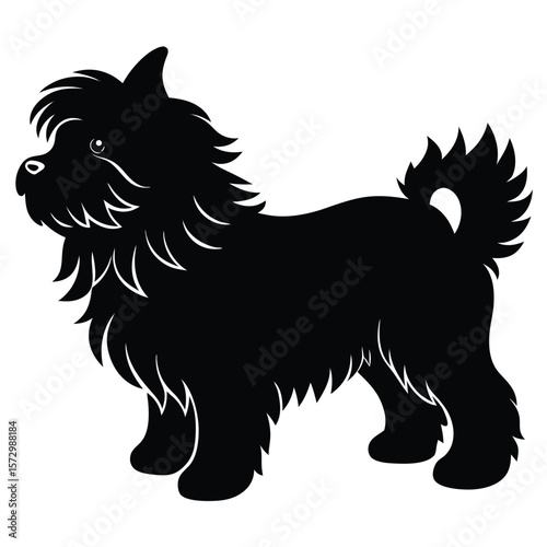 Fluffy Dog vector silhouette Single collection 