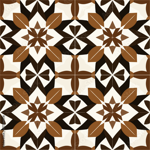 Rustic Moroccan tile pattern in beige and clay with geometric stars