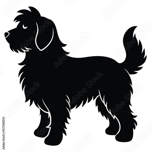 Fluffy Dog vector silhouette Single collection 
