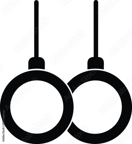 Gymnastic Rings Silhouette Vector Art Illustration
