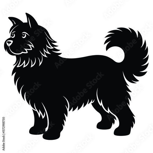 Fluffy Dog vector silhouette Single collection 