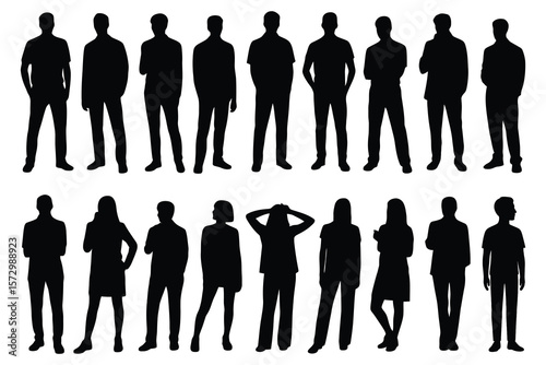 Diverse group of people standing silhouette women