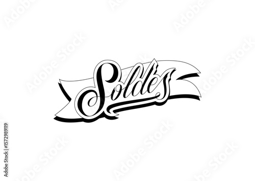 Soldes - lettrage élégant - Vecteur
