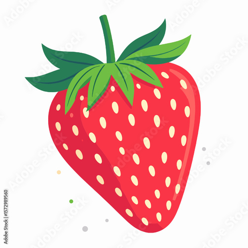 Vibrant Red Strawberry with Green Stem and Seeds on White Background a Fresh and Healthy Fruit