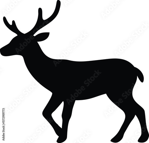 Elegant Deer Silhouette - Black and White Wildlife Graphic