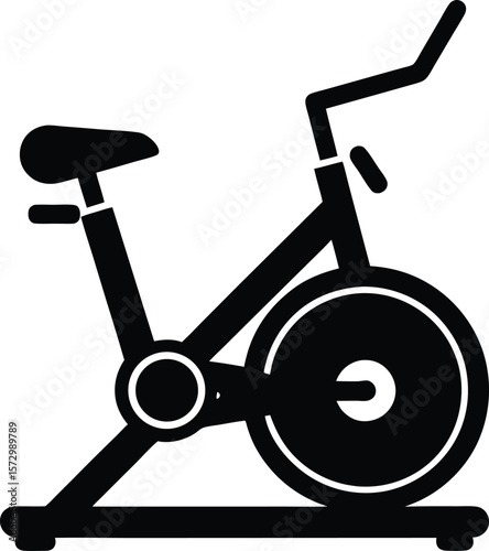 Stationary Bike Silhouette Vector Art Illustration