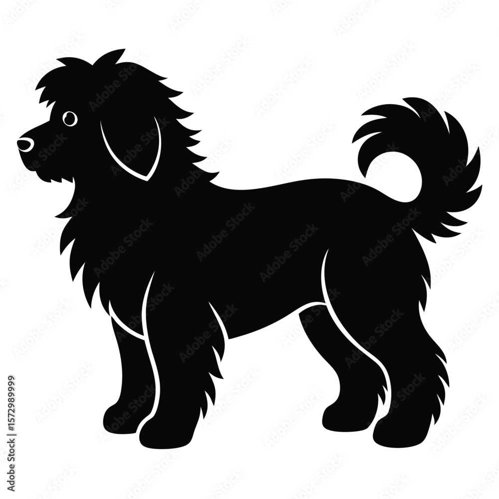 Obraz premium Fluffy Dog vector silhouette Single collection 