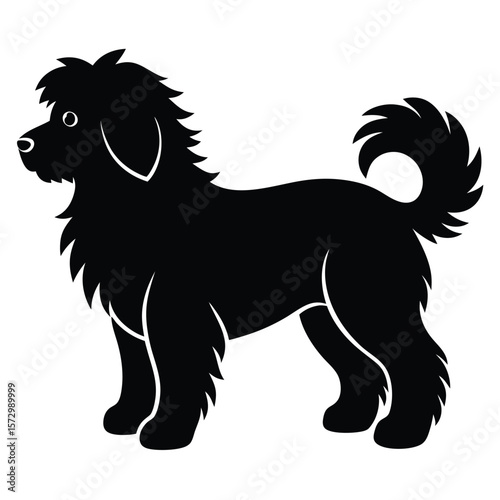 Fluffy Dog vector silhouette Single collection 