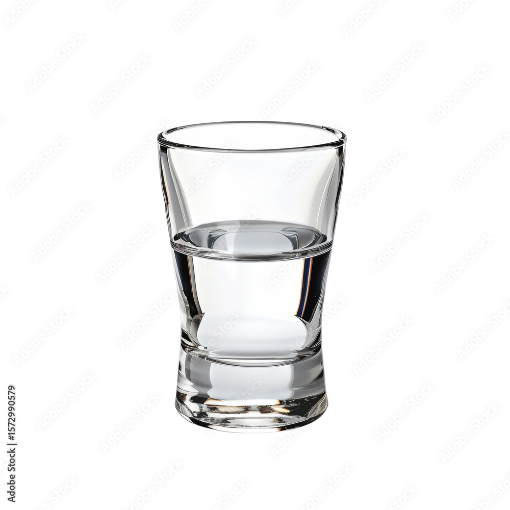 custom made wallpaper toronto digitalA clear shot glass filled with a transparent liquid, possibly vodka, tequila. is placed on a white surface, and small air bubbles are visible inside the liquid cut-out, clipping path, transparent
