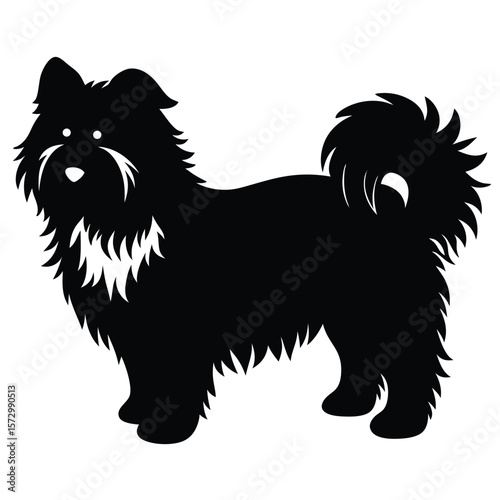 Fluffy Dog vector silhouette Single collection 