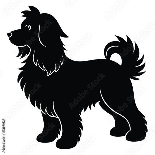 Fluffy Dog vector silhouette Single collection 