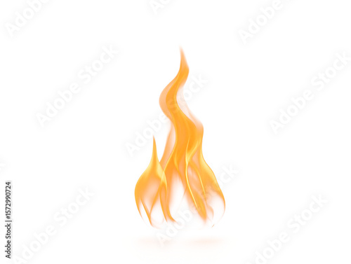 Flame isolated on white background, abstract burning fire