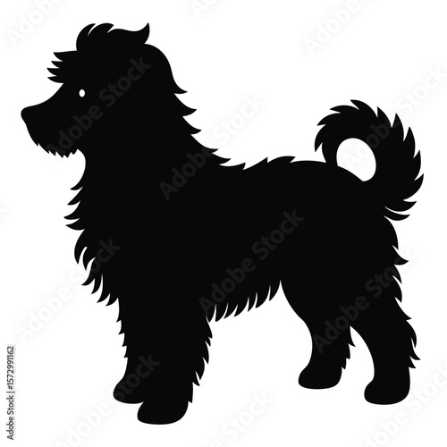 Fluffy Dog vector silhouette Single collection 