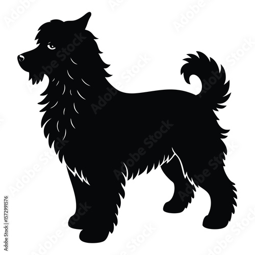 Fluffy Dog vector silhouette Single collection 
