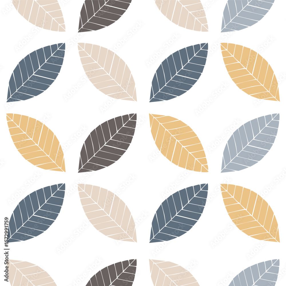 Fototapeta premium Stylized Leaf Seamless Pattern-3_No AI