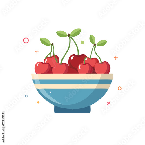 Bowl of Cherries Isolated o...
