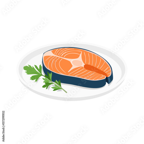 Plate of Salmon Icon Isolated on a Transparent Background 