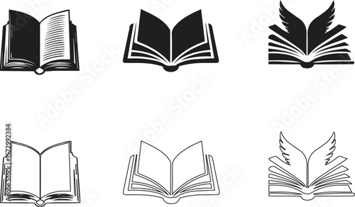 Opened book logo set 