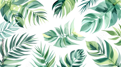 seamless pattern with green leaves