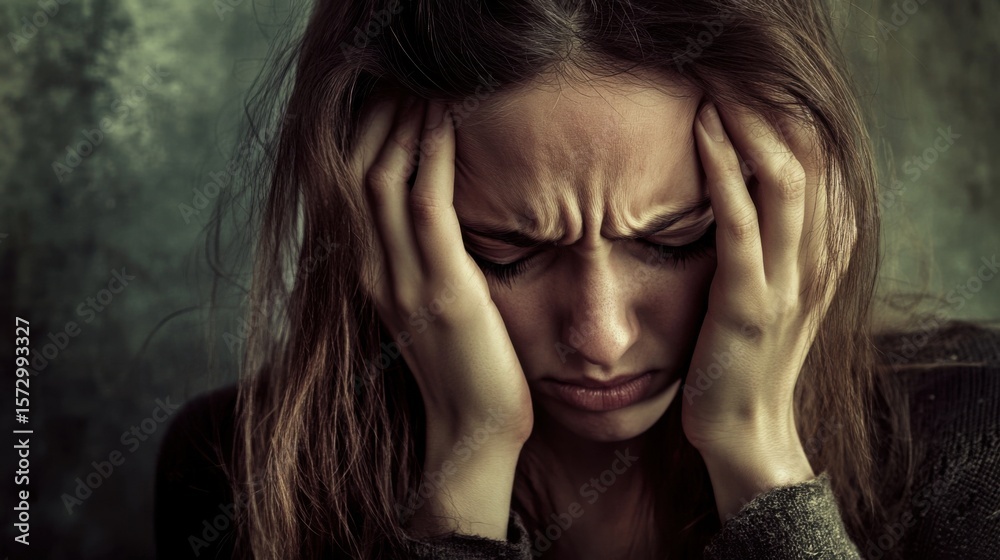 Fototapeta premium Womans Emotional Distress Pain and Suffering.