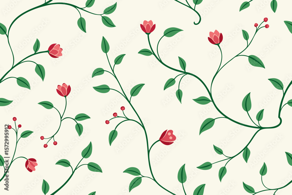 custom made wallpaper toronto digitalHand sketched floral vines seamless pattern vector illustration