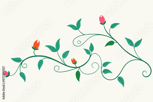 Wallpaper Mural Hand sketched floral vines seamless pattern vector illustration Torontodigital.ca