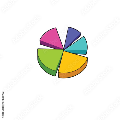 Vector art of a colorful pie chart displays business and statistical data Free Download Vector art of a colorful pie chart displays business and statistical data - GFXLoad
