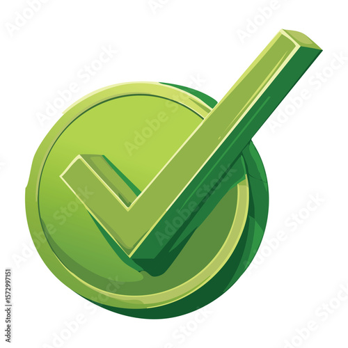 Three-Dimensional Green OK Sign