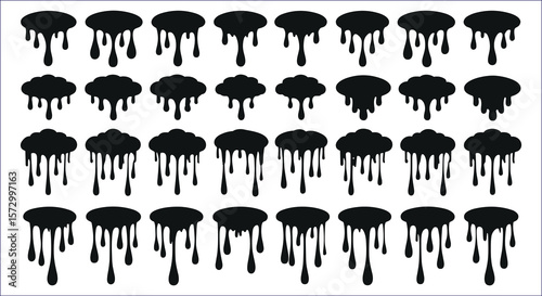 Black dripping shapes liquid fluid
