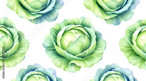 Watercolor Green Rosette Succulent Pattern Background for Design and Decor Projects